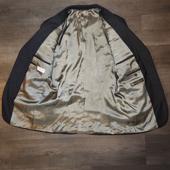 JACK VICTOR Mens Sport Coat Blazer 43R Gray Herringbone Wool Two-Button Notch - Picture 5 of 16